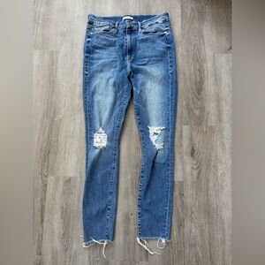 Good American | Good Waist Blue Distressed Skinny Jeans size 14